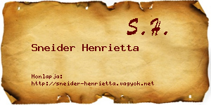 Sneider Henrietta névjegykártya